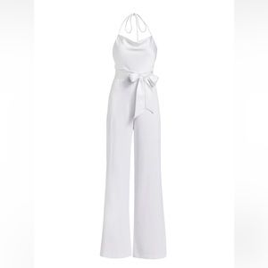 Alice + Olivia Primrose Satin Halter Tie-Waist Jumpsuit 2